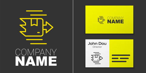 Logotype line Carton cardboard box icon isolated on grey background. Box, package, parcel sign. Delivery and packaging. Logo design template element. Vector