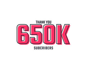 Fototapeta na wymiar Thank You 650 k Subscribers Celebration Background Design. 650000 Subscribers Congratulation Post Social Media Template.