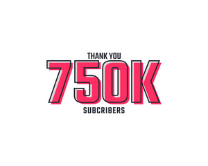Thank You 750 k Subscribers Celebration Background Design. 750000 Subscribers Congratulation Post Social Media Template.