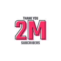 Thank You 2 M Subscribers Celebration Background Design. 2000000 Subscribers Congratulation Post Social Media Template.