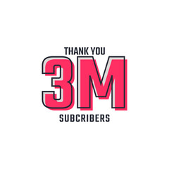 Thank You 3 M Subscribers Celebration Background Design. 3000000 Subscribers Congratulation Post Social Media Template.