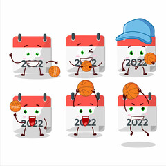 Talented 2022 calendar cartoon character as a basketball athlete