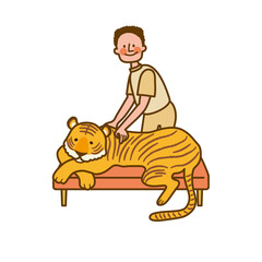 寅と整体師のイラスト　年賀状素材