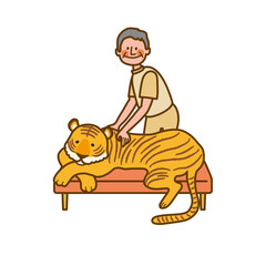 寅と整体師のイラスト　年賀状素材