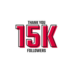 Thank You 15 K Followers Card Celebration Vector Post Social Media Template.