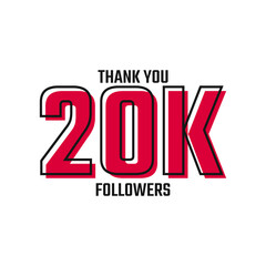 Thank You 20 K Followers Card Celebration Vector Post Social Media Template.