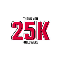 Thank You 25 K Followers Card Celebration Vector Post Social Media Template.