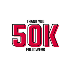 Thank You 50 K Followers Card Celebration Vector Post Social Media Template.