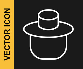 White line Beekeeper with protect hat icon isolated on black background. Special protective uniform. Vector