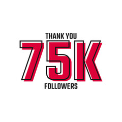 Thank You 75 K Followers Card Celebration Vector Post Social Media Template.