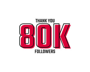 Thank You 80 K Followers Card Celebration Vector Post Social Media Template.