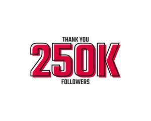 Thank You 250 K Followers Card Celebration Vector Post Social Media Template.