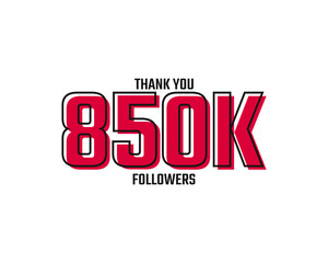 Thank You 850 K Followers Card Celebration Vector Post Social Media Template.
