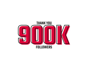 Thank You 900 K Followers Card Celebration Vector Post Social Media Template.