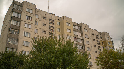 Fototapeta na wymiar High building in province. Ukraine