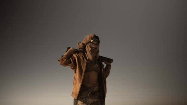 Post-apocalyptic Woman Outdoors in a Wasteland