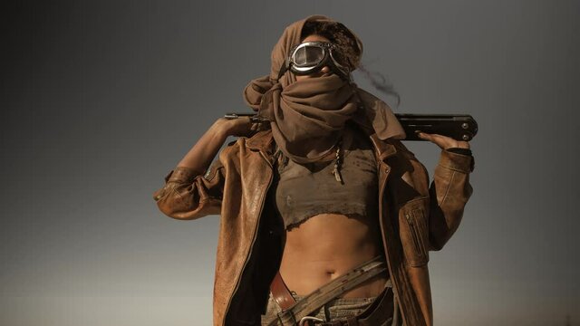Post-apocalyptic Woman Outdoors in a Wasteland