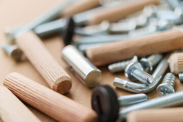 Assembly furniture tool kit with screw dowel and bolt