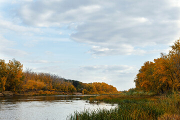 Fototapeta na wymiar Landscape of autumn forest and river