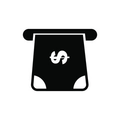 Money. Vector illustration of cash withdrawal icon, menu sign for payment via digital wallet. Isolated on a blank background which can be edited and changed colors.