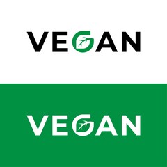 Logo for veganism, vegetarianism. Letter G in the form of a leaf. Vector stock logo on white and green backgrounds.