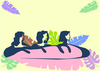 women's union and women's power concept. Marketing design for women. Leaves and women vector illustration