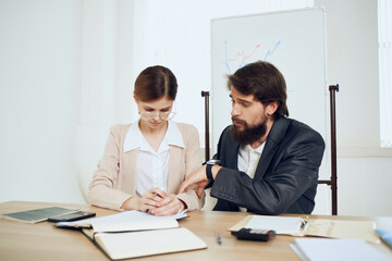 Fototapeta premium boss harassing secretary harassment work office work