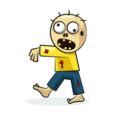 Zombie in drawing style isolated vector. Halloween ghost cartoon on white background.