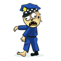 Zombie in drawing style isolated vector. Halloween ghost cartoon on white background.