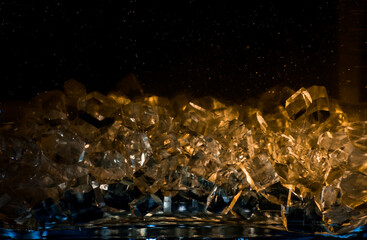 Sugar crystals in a glass with dandelion syrup