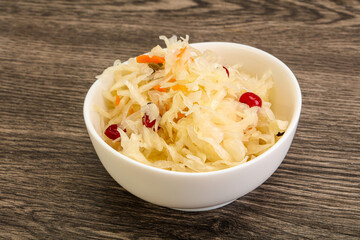 Sauerkraut with cranberry in the bowl