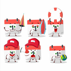 Happy Face 1st calendar cartoon character playing on a beach