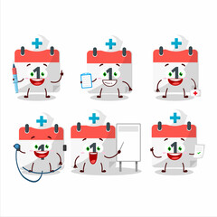 Doctor profession emoticon with 1st calendar cartoon character