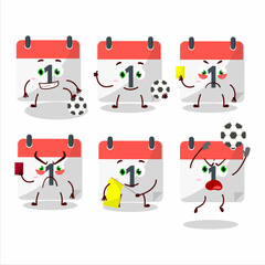 Fototapeta premium 1st Calendar cartoon character working as a Football referee