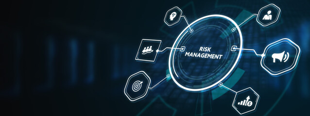 Risk Management and Assessment for Business Investment Concept. Business, Technology, Internet and network concept.3d illustration