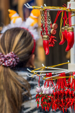 Cornicello amulets for sale, Naples, Campania, Italy