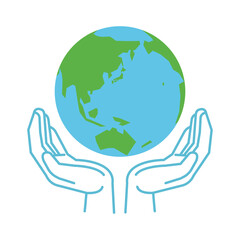 地球を守る・支える手のひら　イラスト