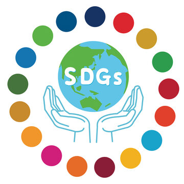 SDGs イメージ　地球と手のひら1　イラスト
