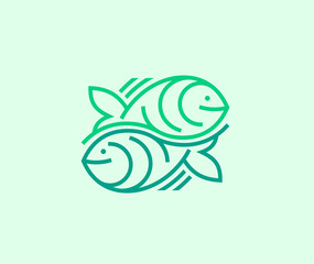 Two fishes symbol or logo template