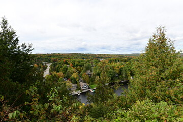view on small town in autumn