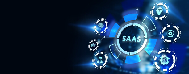 Software as a Service SaaS. Software concept. Business, modern technology, internet and networking concept. 3d illustration