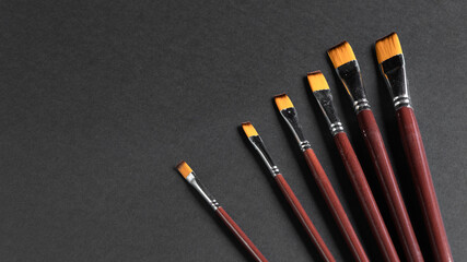 brushes for painting. brushes on a black background. accessories for the artist