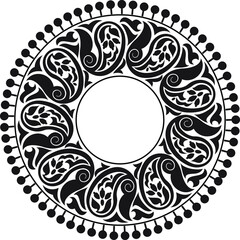 Indian Traditional and Cultural Rangoli, Alpona, Kolam, or Paisley vector line art. Bengal art India. for textile printing, logo, wallpaper
