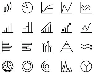 Graph and chart vector on white background.