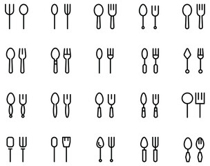 Spoon and fork vector on white background.