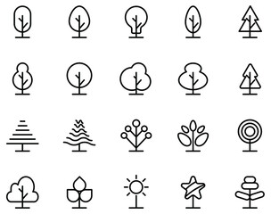 Tree icons vector on white background.