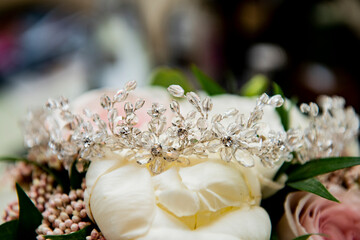 Wedding accessories for the bride garter and tiara
