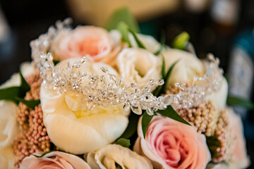 Wedding accessories for the bride garter and tiara
