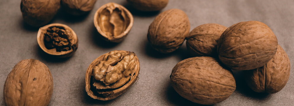 Food Banner Concept With Walnuts On Table