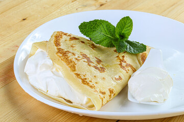 Tasty Pancake with sour cream